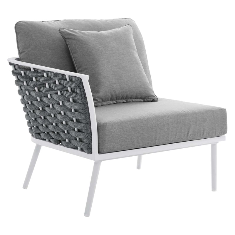 Modway Stance 4-Piece Modern Fabric/Aluminum Outdoor Sectional Sofa Set in Gray