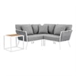 Modway Stance 4-Piece Modern Fabric/Aluminum Outdoor Sectional Sofa Set in Gray