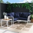 Modway Stance 4-Piece Modern Fabric/Aluminum Outdoor Sectional Sofa Set in Navy