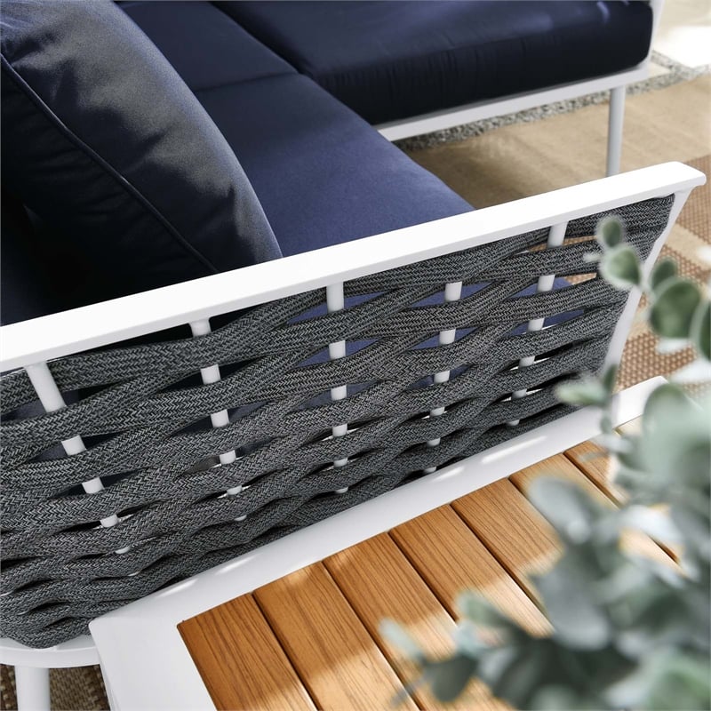 Modway Stance 4-Piece Modern Fabric/Aluminum Outdoor Sectional Sofa Set in Navy