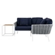 Modway Stance 4-Piece Modern Fabric/Aluminum Outdoor Sectional Sofa Set in Navy