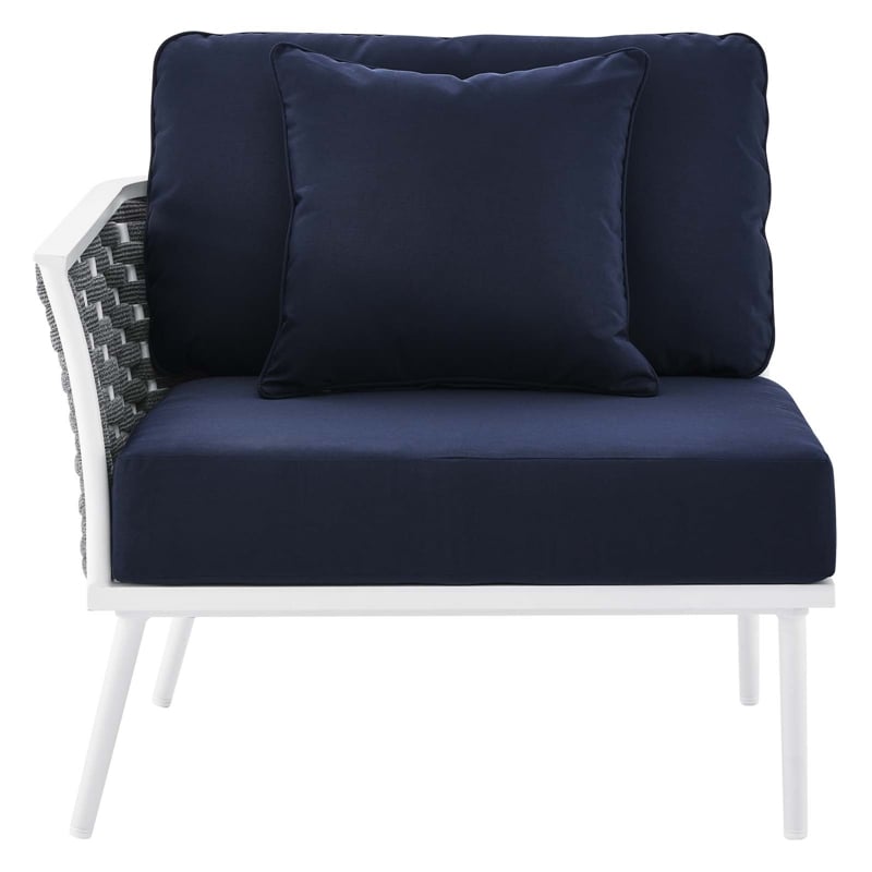 Modway Stance 4-Piece Modern Fabric/Aluminum Outdoor Sectional Sofa Set in Navy