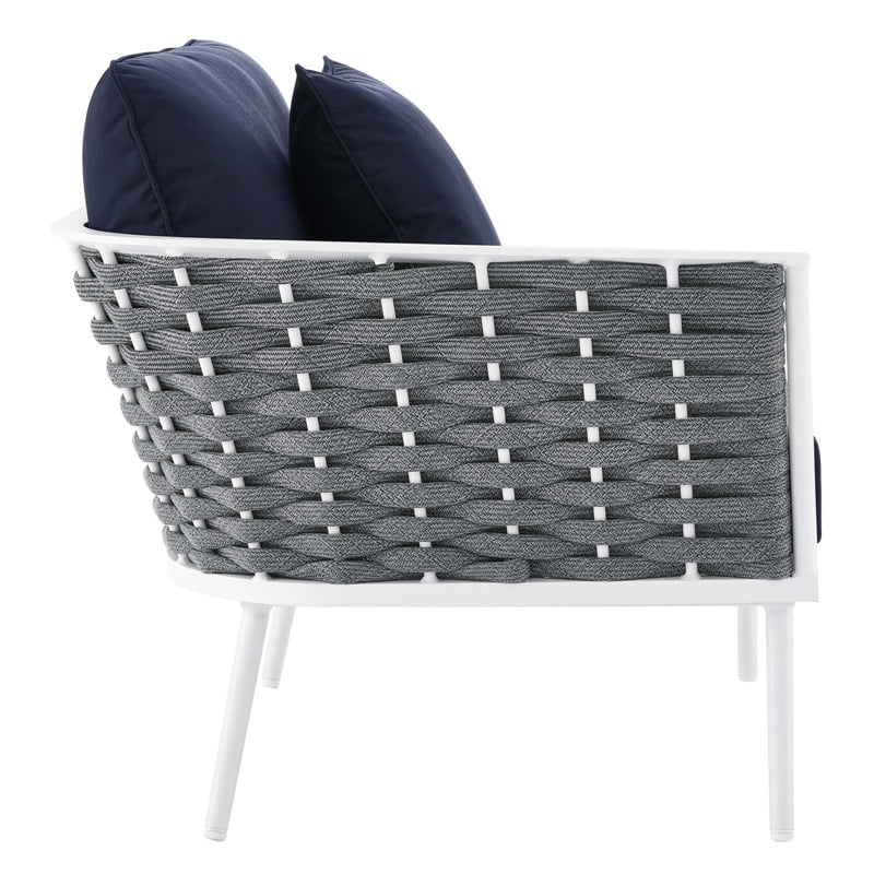 Modway Stance 4-Piece Modern Fabric/Aluminum Outdoor Sectional Sofa Set in Navy
