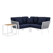 Modway Stance 4-Piece Modern Fabric/Aluminum Outdoor Sectional Sofa Set in Navy