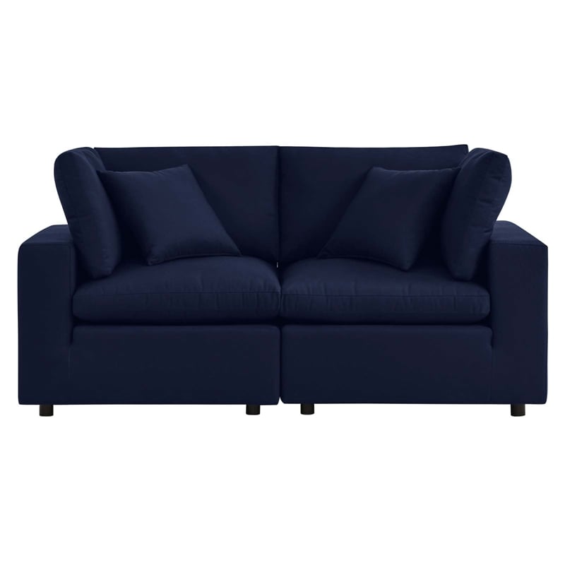 Modway Commix Modern Fabric Upholstered Outdoor Loveseat in Navy
