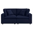 Modway Commix Modern Fabric Upholstered Outdoor Loveseat in Navy