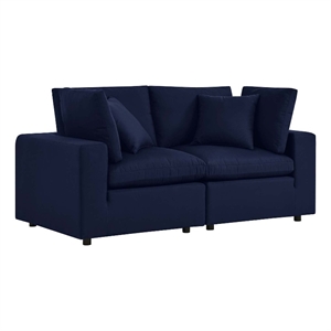 modway commix upholstered fabric outdoor patio loveseat in navy