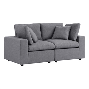 modway commix upholstered fabric outdoor patio loveseat in gray
