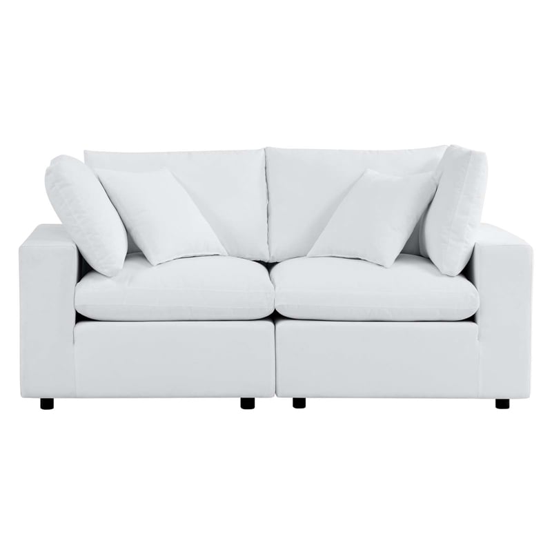 Modway Commix Modern Fabric Upholstered Outdoor Loveseat in White