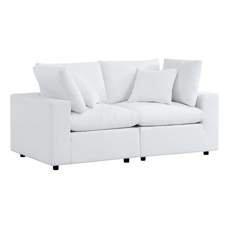 Modway Commix Modern Fabric Upholstered Outdoor Loveseat in White