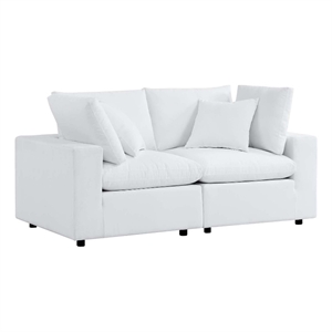modway commix upholstered fabric outdoor patio loveseat in white