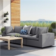 Modway Commix Modern Fabric Upholstered Water Resistant Outdoor Sofa in Slate
