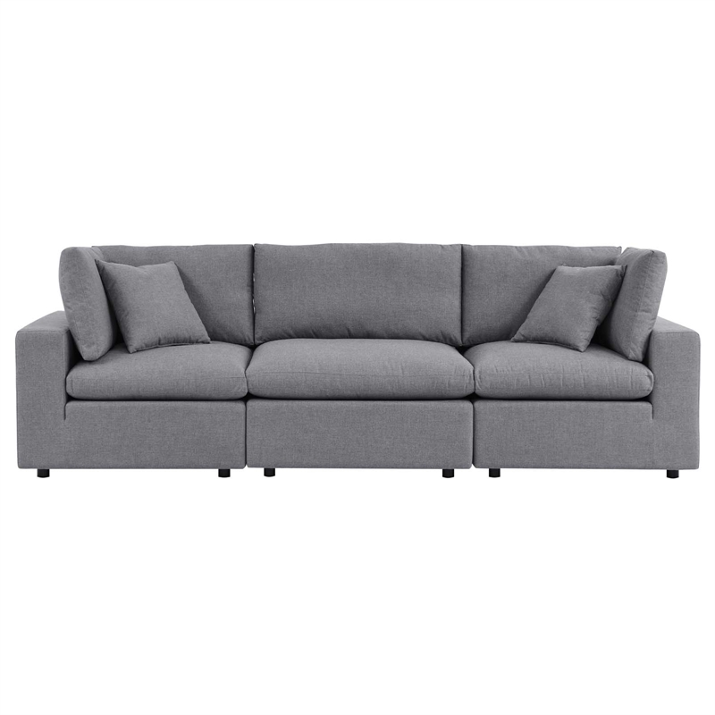 Modway Commix Modern Fabric Upholstered Water Resistant Outdoor Sofa in Slate