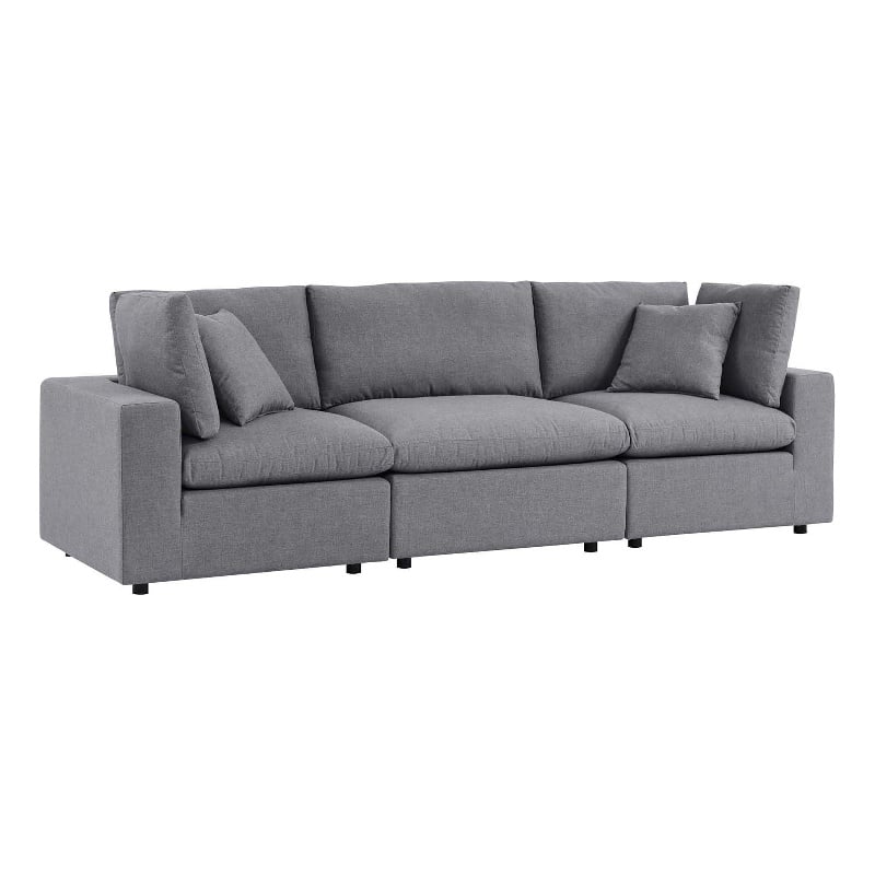 Modway Commix Modern Fabric Upholstered Water Resistant Outdoor Sofa in Slate