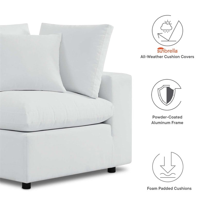 Modway Commix Modern Fabric Upholstered Water Resistant Outdoor Sofa in White