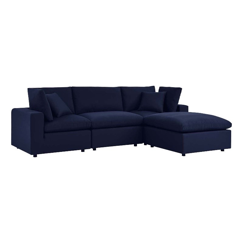 Modway Commix 4-Piece Fabric Upholstered Patio Sectional Sofa in Navy