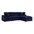 Modway Commix 4-Piece Fabric Upholstered Patio Sectional Sofa in Navy