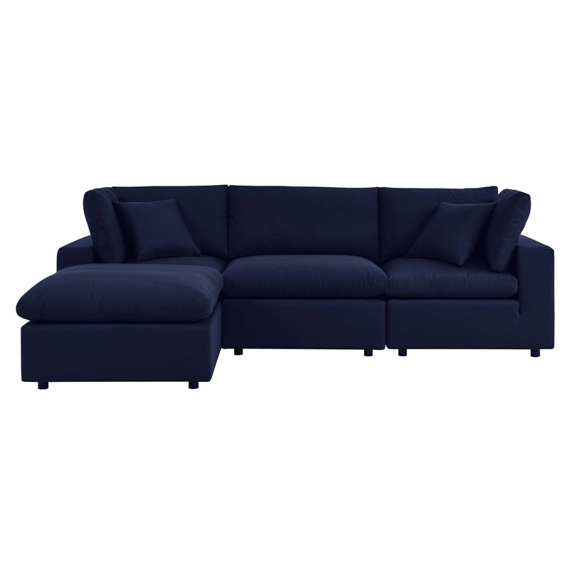 Modway Commix 4-Piece Fabric Upholstered Patio Sectional Sofa in Navy