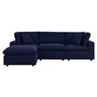Modway Commix 4-Piece Fabric Upholstered Patio Sectional Sofa in Navy