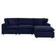 Modway Commix 4-Piece Fabric Upholstered Patio Sectional Sofa in Navy