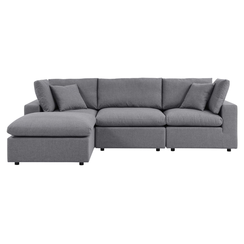 Modway Commix 4-Piece Modern Fabric Upholstered Patio Sectional Sofa in Slate