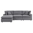 Modway Commix 4-Piece Modern Fabric Upholstered Patio Sectional Sofa in Slate