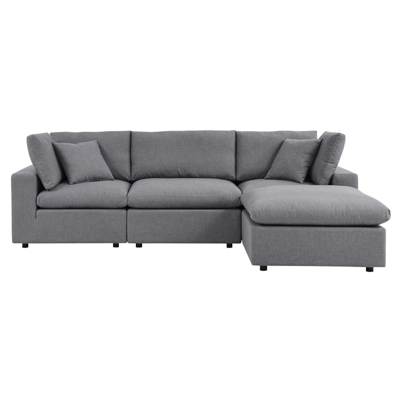 Modway Commix 4-Piece Modern Fabric Upholstered Patio Sectional Sofa in Slate