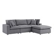 Modway Commix 4-Piece Modern Fabric Upholstered Patio Sectional Sofa in Slate