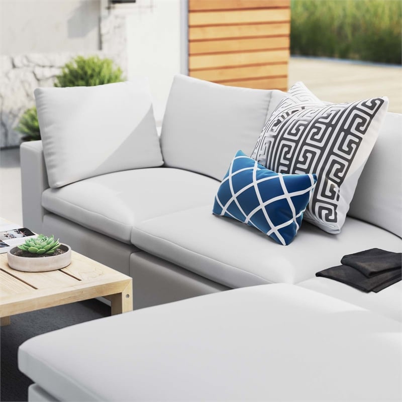 Modway Commix 4-Piece Modern Fabric Upholstered Patio Sectional Sofa in White