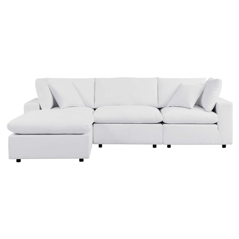 Modway Commix 4-Piece Modern Fabric Upholstered Patio Sectional Sofa in White