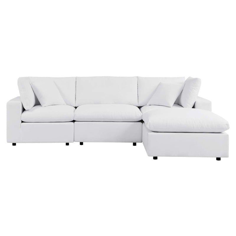 Modway Commix 4-Piece Modern Fabric Upholstered Patio Sectional Sofa in White