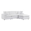 Modway Commix 4-Piece Modern Fabric Upholstered Patio Sectional Sofa in White