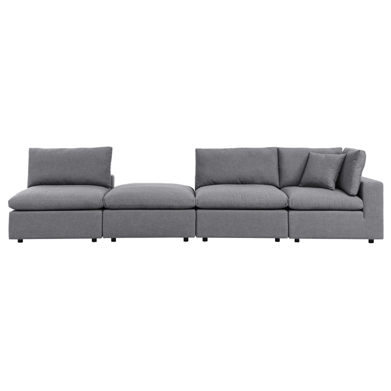 Modway Commix 4-Piece Modern Fabric Upholstered Outdoor Sectional Sofa in Slate