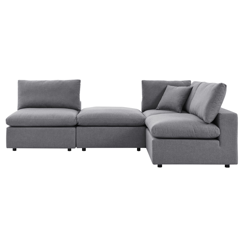 Modway Commix 4-Piece Modern Fabric Upholstered Outdoor Sectional Sofa in Slate