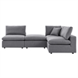 Modway Commix 4-Piece Modern Fabric Upholstered Outdoor Sectional Sofa in Slate