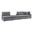Modway Commix 4-Piece Modern Fabric Upholstered Outdoor Sectional Sofa in Slate