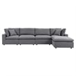 Modway Commix 5-Piece Modern Fabric Upholstered Outdoor Sectional Sofa in Slate