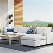 Modway Commix 5-Piece Modern Fabric Upholstered Outdoor Sectional Sofa in White