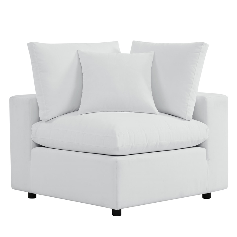Modway Commix 5-Piece Modern Fabric Upholstered Outdoor Sectional Sofa in White