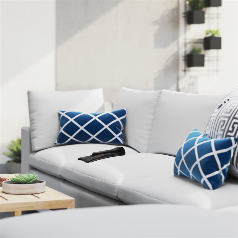 Modway Commix 5-Piece Modern Fabric Upholstered Outdoor Sectional Sofa in White
