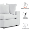 Modway Commix 5-Piece Modern Fabric Upholstered Outdoor Sectional Sofa in White