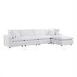 Modway Commix 5-Piece Modern Fabric Upholstered Outdoor Sectional Sofa in White