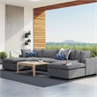 Modway Commix 6-Piece Modern Fabric Upholstered Outdoor Sectional Sofa in Slate
