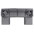 Modway Commix 6-Piece Modern Fabric Upholstered Outdoor Sectional Sofa in Slate