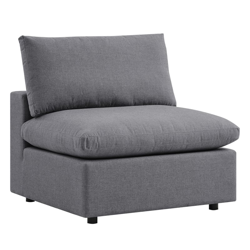 Modway Commix 6-Piece Modern Fabric Upholstered Outdoor Sectional Sofa in Slate
