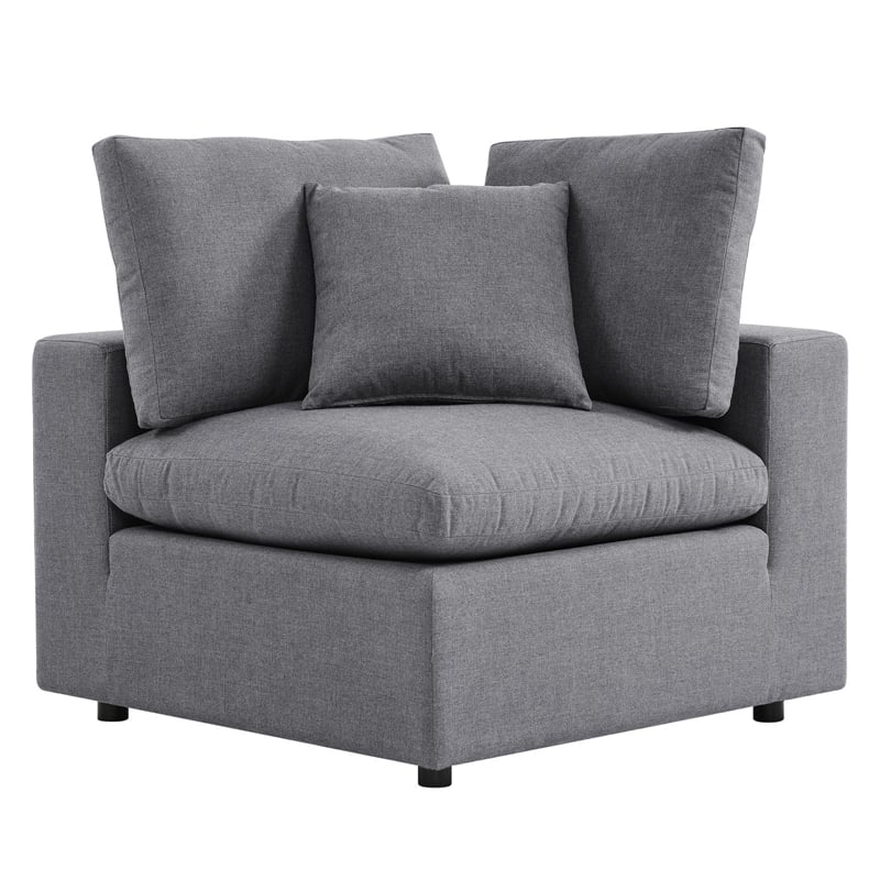 Modway Commix 6-Piece Modern Fabric Upholstered Outdoor Sectional Sofa in Slate