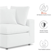 Modway Commix 6-Piece Modern Fabric Upholstered Outdoor Sectional Sofa in White
