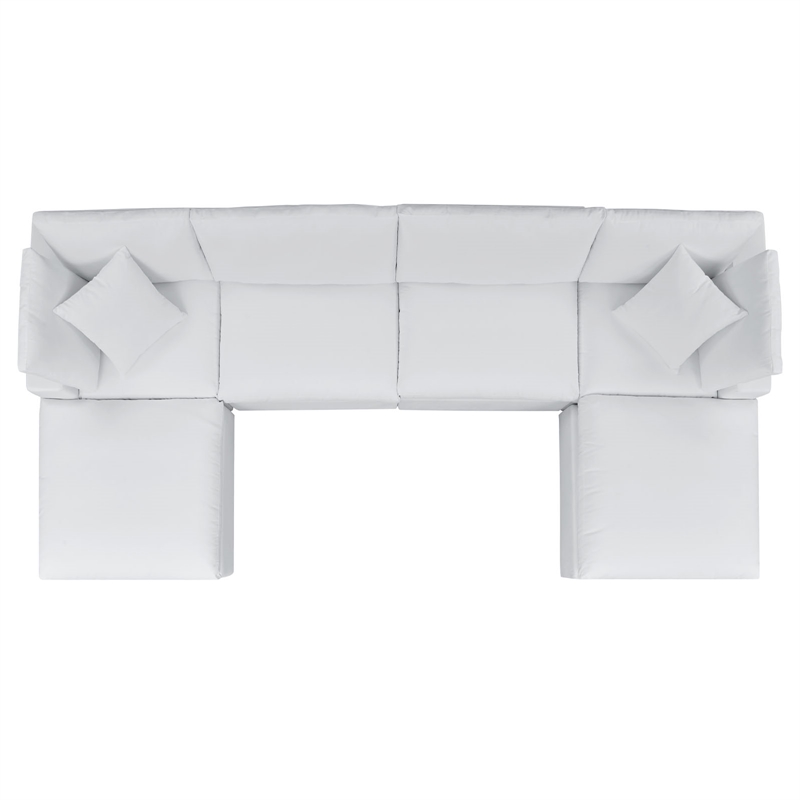 Modway Commix 6-Piece Modern Fabric Upholstered Outdoor Sectional Sofa in White