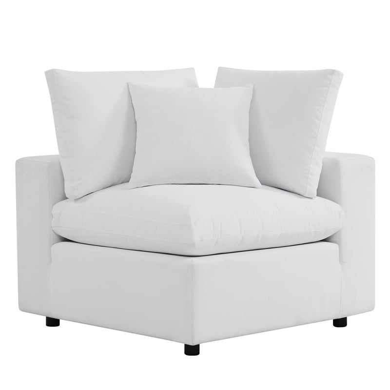 Modway Commix 6-Piece Modern Fabric Upholstered Outdoor Sectional Sofa in White