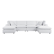 Modway Commix 6-Piece Modern Fabric Upholstered Outdoor Sectional Sofa in White